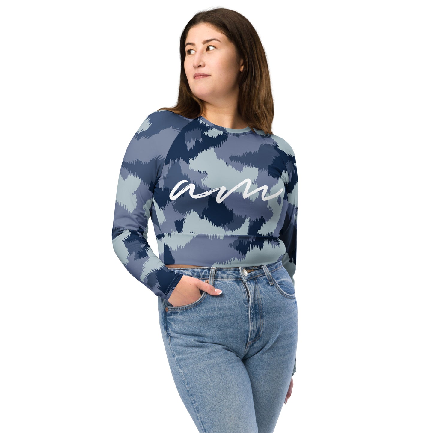 Recycled long-sleeve crop top